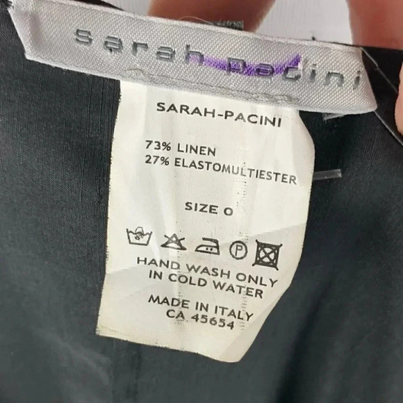 New Sarah Pacini dress 00 black 73% linen asymmetric wrap Minimalist avant-garde - Picture 12 of 13